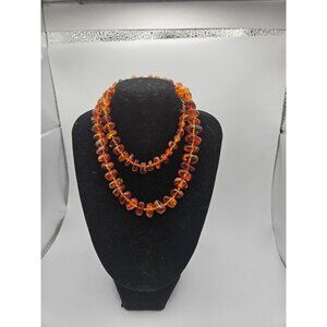 Antique Art Deco Natural Baltic Amber Graduated bead necklace 25" long